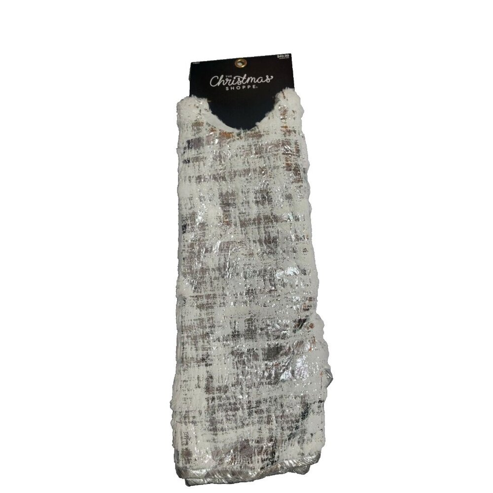 Hobby Lobby White Silver Metallic Fleck 48" Christmas Shopppe Tree Skirt